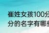 崔姓女孩100分的名字 崔姓女孩100分的名字有哪些